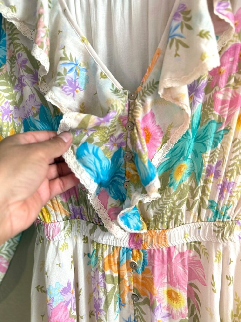 SPELL Women's Lei Lei Frill Lightweight Floral Mini Dress Bohemian - Picture 6 of 15